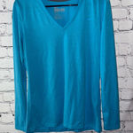 Nike  Women’s Long Sleeve Dri-Fit Blue V-Neck‎ Top Size Medium Photo 0