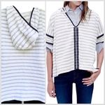 Madewell  Elise Embroidered Sailor Short Sleeve Hoodie V-Neck Women’s XS COASTAL Photo 1