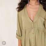 Free People  X We The Free Jolin Linen Cotton Tunic Blouse Top Hot Spring Green Photo 6