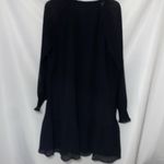 Loft WO SIZE LG Black Cocktail Dress with Bishop Sleeves and Crew Neck pleated Photo 10