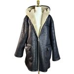 Free People Oversized Sherpa Hoodie Miller Vegan Chunky Jacket Coat Black Large Photo 10