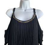 Torrid Women Mini Shift Dress L Black Cold Shoulder Sequin Gauzy Fairygoth Boho Photo 11