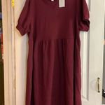 Cotton burgundy maternity dress with pockets Red Size XXL Photo 0