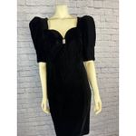 1980’s Cachet by Bari Protas Black Velvet Sweetheart puffy sleeve Dress medium Photo 3