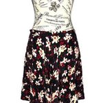 Amour Vert (M) Leeron Silk Floral Mini Skirt - Flowy Zip Closure Thin Waistband Photo 0