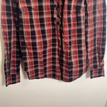 Brooks Brothers Popover Blouse Navy Red Plaid Ruffle 2 Photo 2