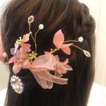 Bridal Wedding Coral Pink Crystal Gold Hairclips Photo 1