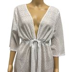 Catalina  Arctic White Lace Tie Waist Swimsuit Coverup Short Sleeve Womens 1X Photo 1