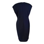 Calvin Klein NEW Size 12 Navy Blue Scuba Sheath Dress Faux Belt Office Career Photo 2