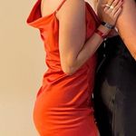 Jay Godfrey Red-Orange Cowl Neck Gown Photo 2