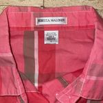 Rebecca Malone  Top Blouse Large Pink Multicolor Plaid Womens 3/4 Sleeve Collared Photo 1