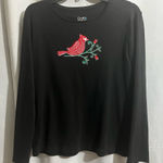 Croft & Barrow The Classic Tee Glittery Cardinal/Flower/Jewel Decor Size Large Photo 0