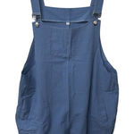 NWT Large Patch‎ Pocket Romper Sz Large Cotton Linen Blend Blue Photo 0