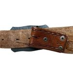 National Cowboy Hall Of Fame Brass Buckle Belt 100% Leather Size M Tan Photo 3