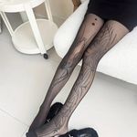 1 Pair of Women's Gothic Punk Spider Web Black Tights Photo 3