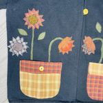 Vintage sugar ridge full button sun flower floral long sleeve sweater shirt lg Black Photo 1