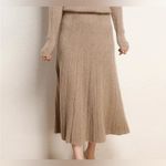 Women's NINETY CLOTHING CO knitted Pleated Boho Y2k Maxi Skirt Tan Photo 1