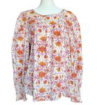 Universal Threads Universal Thread Orange Puff Sleeve Blouse with Peter Pan Collar Photo 2