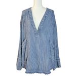 Free People  Bohemian By The Shore Tunic Shirt Indigo Stripe Size Large Coastal Photo 6