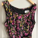Studio I  Petite Floral Sleeveless Fit Flare Dress 6P Black Pink Ruffle Hem Photo 1