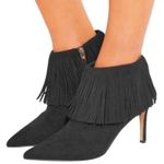 Sam Edelman  Kandice Suede Fringe High Heel Booties Black Size 6 EUC Photo 9