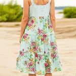 April Cornell Francesca Crochet Sundress Flowy Blue Boho Cottagcore Lagenlook XS Photo 0