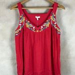 Self Esteem Red Embroidered Tank Top NWT Size Medium Photo 7