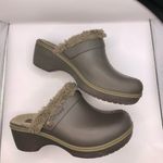 Crocs Women's Eva Cobbler Rubber Fur Lined Wedge Heel Clogs Brown Size 9 Photo 4