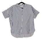 Madewell Courier Button Back Stripe Short Sleeve Shirt SMALL Photo 2