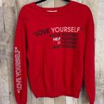 Wound Up Red 'Love Yourself' Sweatshirt Women's Size M (7-8) EUC Photo 0