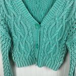 Anthropologie  Pilcro Cable Knit Cardigan Sweater Mint Green Women's Size XS Boho Photo 5