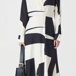 CLOSED Viscose and Silk Shirt Collar Faux Wrap Graphical‎ Midi Size S NWT $655 Black Photo 0