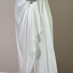 DB STUDIO Ruched Charmeuse Sheath Dress with Brooch Faux Wrap Skirt White Size 2 Photo 10