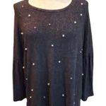 Simply Vera Vera Wang black sweater with cute pearl detail. Size L Photo 0