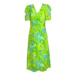 RHODE Maci Geometric Puff Sleeve Midi Dress, Electric Eden, 8 (US) Green Photo 3
