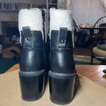 Marc Fisher  Black‎ Lansly Genuine Leather Fur Lined Combat Boots size 8.5 Photo 3