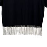 Joie J by  Black T-Shirt with Rhinestone Trim Hem size Small Short Sleeve NWT Photo 3