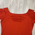 Slit arm and chest short sleeve tight fitting red shirt Size M Photo 2