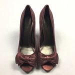 Parisian Kennedy Studded Bow‎ Peep Toe Heels Red Size 9 Photo 1