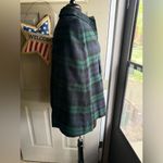 Vintage handmade navy green plaid button front cape shawl, one size Blue Size one size Photo 8