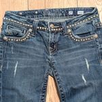 Miss Me Skinny Straight Jeans Womens 25 BLING Studs Rhinestones Crystals Frayed Photo 2