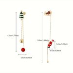 Santa Claus Threader Earrings Cute Retro‎ Asymmetrical Climbing Santa Claus Gold Photo 7