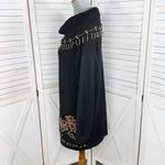 Victoria Jones Vintage 90s Floral Beaded Cowl Neck Tunic Sweater Black Medium Photo 1