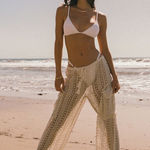 l*space NWT L* X Anthropologie Sundown Cargo Pant Wide Leg Ibiza Crotchet Cover Up Photo 0