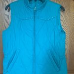 Cowgirl Up Teal Quilted Puffer Vest with rhinestones front pockets Blue Size M Photo 1