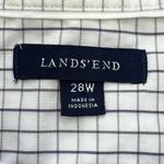 Lands' End LANDS’S END No Iron Pinpoint Oxford Plaid Button Up Top Women's Size 28W Career Photo 1