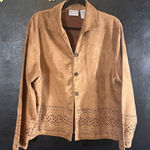 Napa Valley Brown Suede Button Up Top With Cutouts On‎ Hem Size XL Photo 0