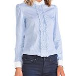 Red Valentino  Blue Ruffle Button Down Women Shirt, size 4 / EU 42 Photo 1