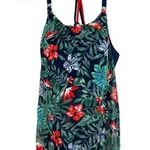 Cacique Swim by  Swim tankini Top Blue floral flower print strappy plus Size 14 Photo 0