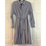 Uniqlo blue 100% cotton long sleeve shirt dress with belt M Photo 3